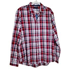 Jack Maverick Long Sleeves Button Up Shirt in Burgundy Plaid NWT Size XL